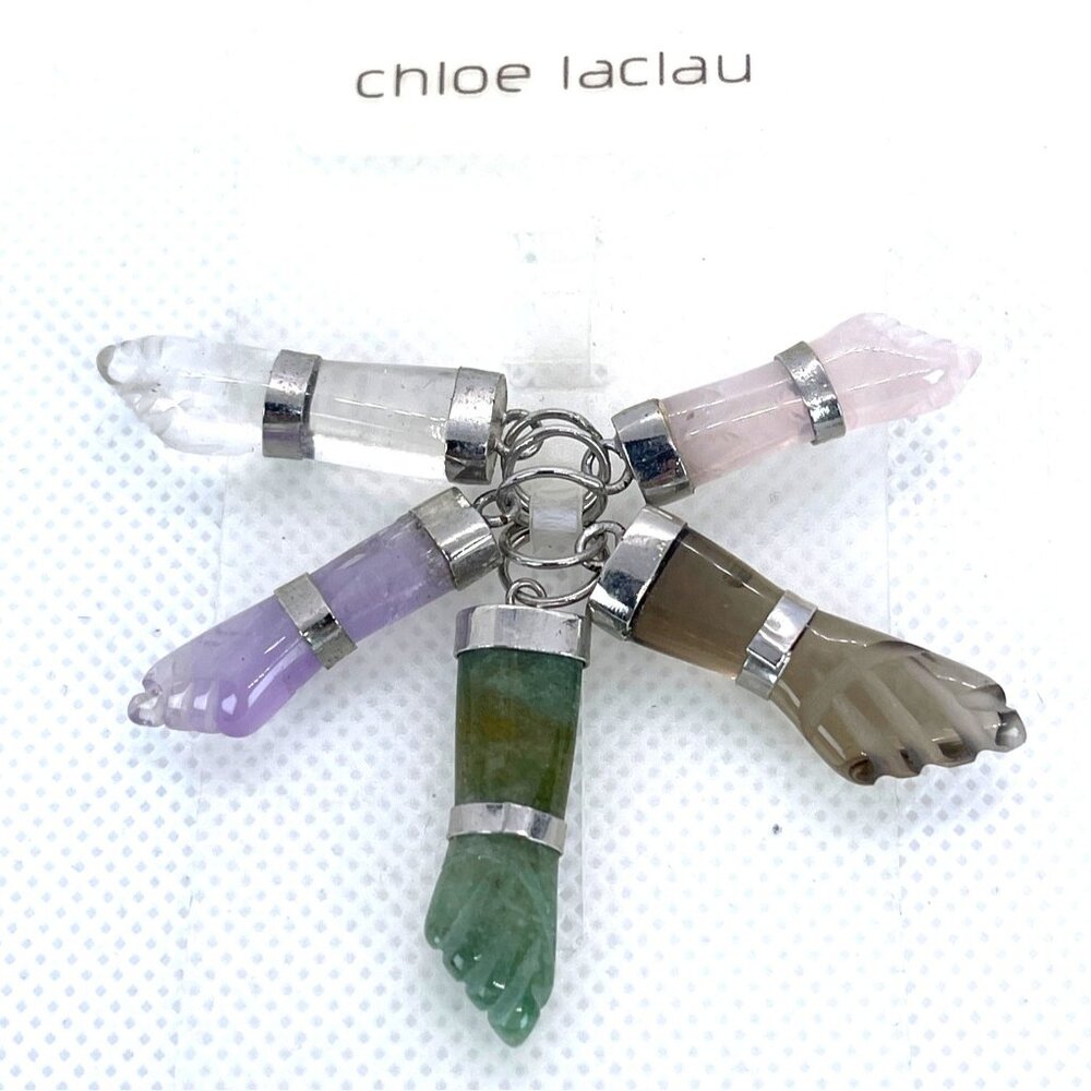Retired Chloe Laclau Rio 5 Gemstone Figa Pendant Set 2008 Deadstock NWT Brazil - Picture 7 of 12